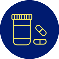 Pill bottle and capsules icon